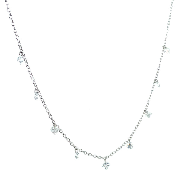 (LD) Collar con diamantes de laboratorio en oro blanco 10kt. 45cm D-1.00Cts.