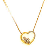 (LD) Collar (corazón) con diamantes de laboratorio en oro amarillo 10kt. 45cm D-0.10Cts.