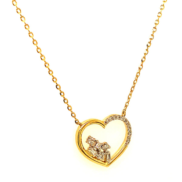 (LD) Collar (corazón) con diamantes de laboratorio en oro amarillo 10kt. 45cm D-0.10Cts.