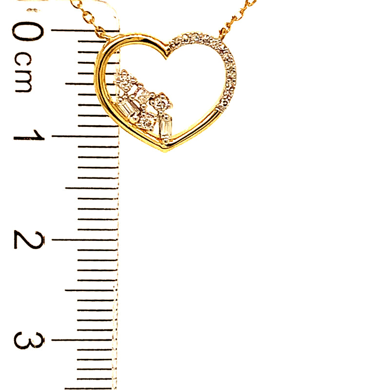 (LD) Collar (corazón) con diamantes de laboratorio en oro amarillo 10kt. 45cm D-0.10Cts.