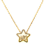 (LD) Collar (estrella) con diamantes de laboratorio en oro blanco 10kt. 45cm D-0.12Cts.