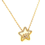 (LD) Collar (estrella) con diamantes de laboratorio en oro blanco 10kt. 45cm D-0.12Cts.