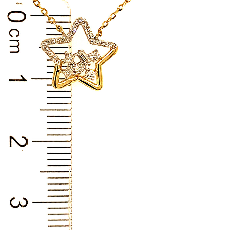 (LD) Collar (estrella) con diamantes de laboratorio en oro blanco 10kt. 45cm D-0.12Cts.