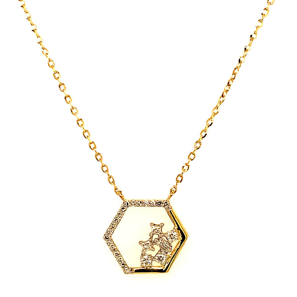 (LD) Collar con diamantes de laboratorio en oro amarillo 10kt.45cm D-0.12Cts.