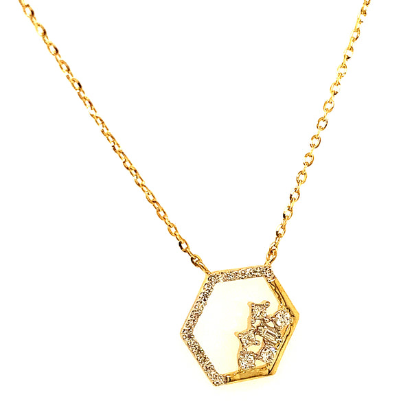 (LD) Collar con diamantes de laboratorio en oro amarillo 10kt.45cm D-0.12Cts.