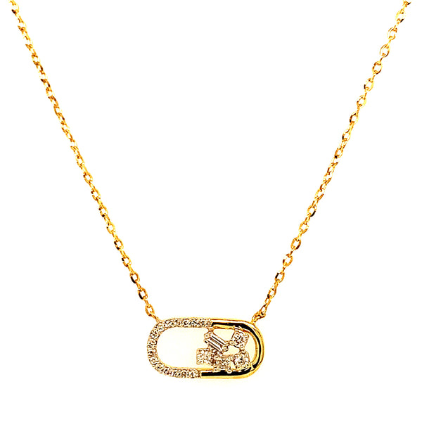 (LD) Collar con diamantes de laboratorio en oro amarillo 10kt.45cm D-0.10Cts.