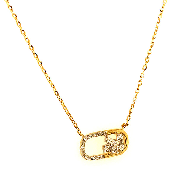 (LD) Collar con diamantes de laboratorio en oro amarillo 10kt.45cm D-0.10Cts.