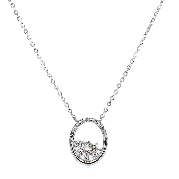 (LD) Collar con diamantes de laboratorio en oro blanco 10kt. 45cm D-0.10Cts.