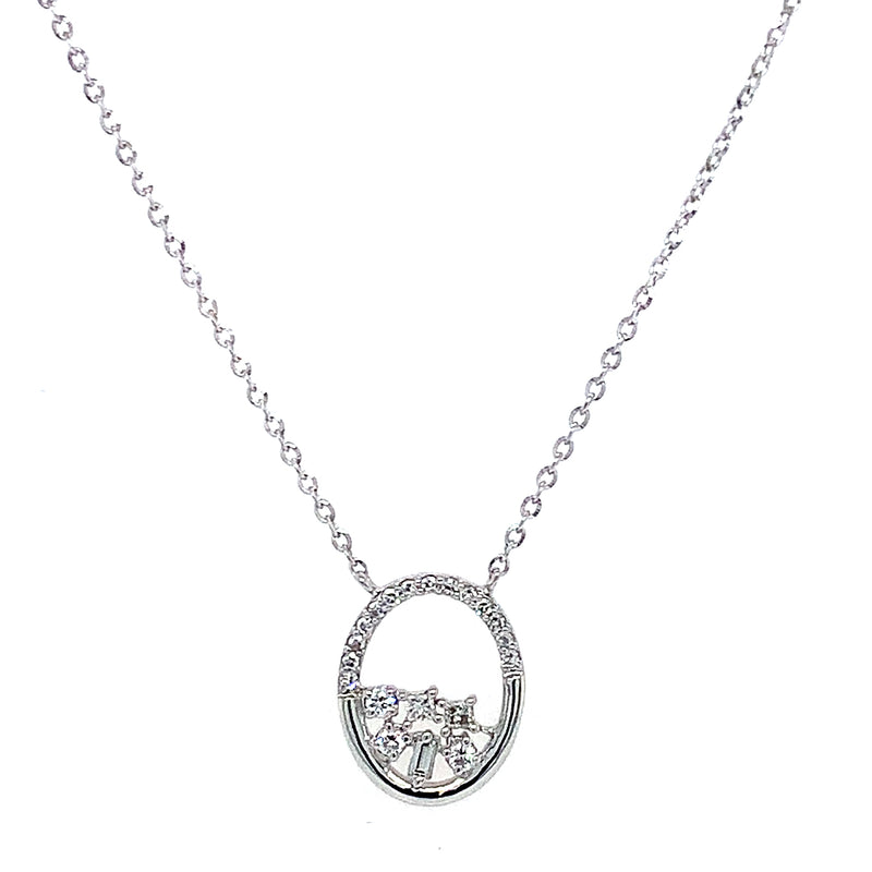 (LD) Collar con diamantes de laboratorio en oro blanco 10kt. 45cm D-0.10Cts.