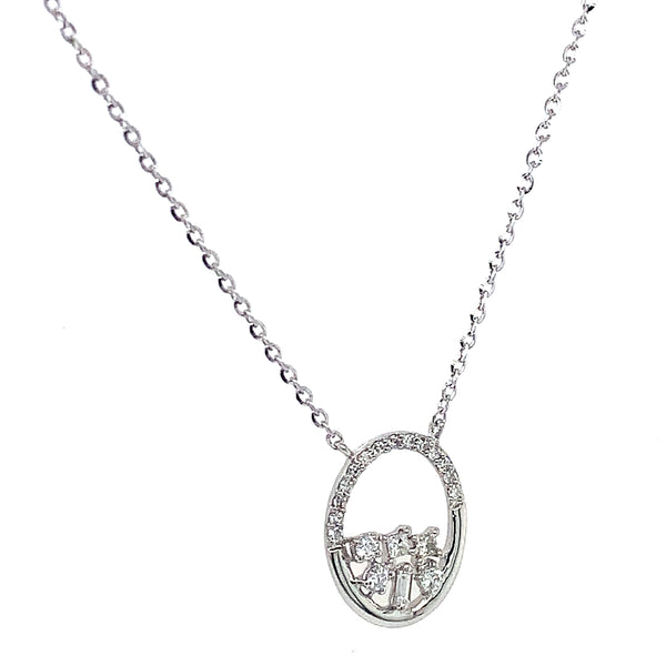 (LD) Collar con diamantes de laboratorio en oro blanco 10kt. 45cm D-0.10Cts.