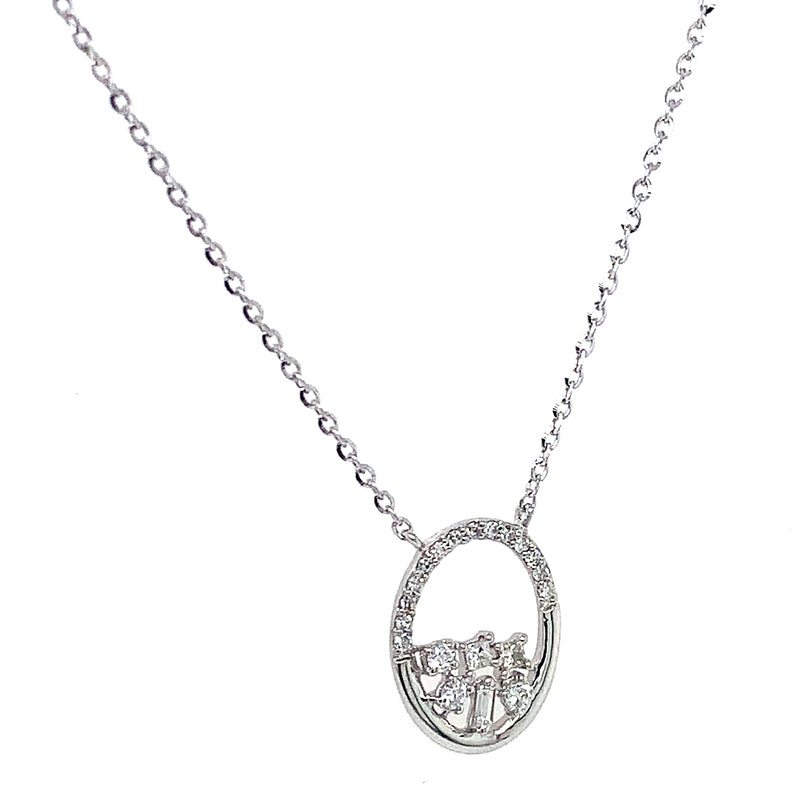 (LD) Collar con diamantes de laboratorio en oro blanco 10kt. 45cm D-0.10Cts.