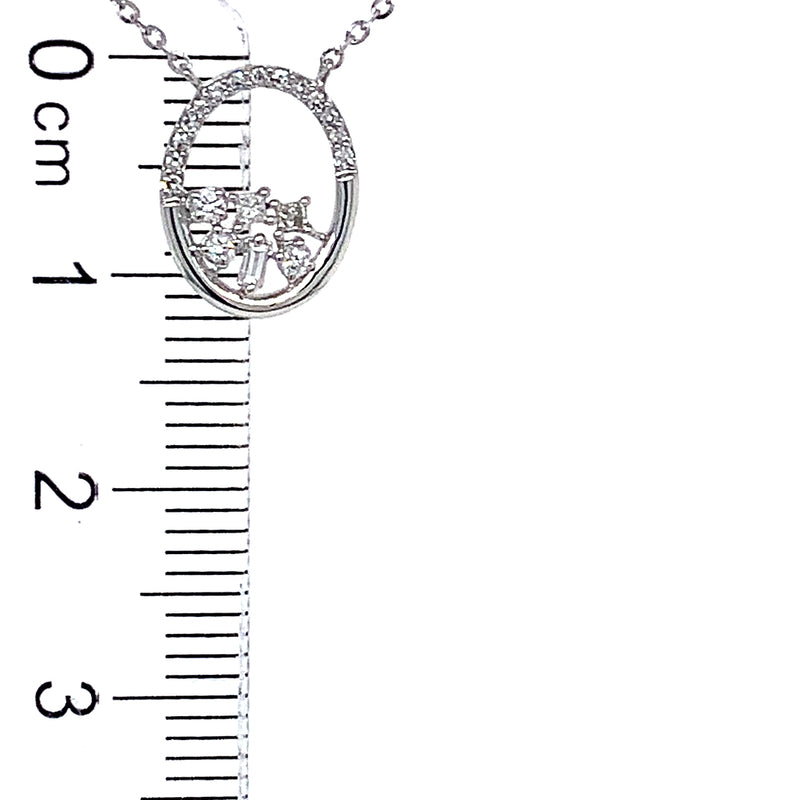 (LD) Collar con diamantes de laboratorio en oro blanco 10kt. 45cm D-0.10Cts.