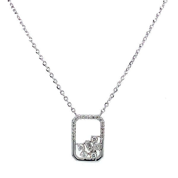 (LD) Collar con diamantes de laboratorio en oro blanco 10kt. 45cm D-0.10Cts.