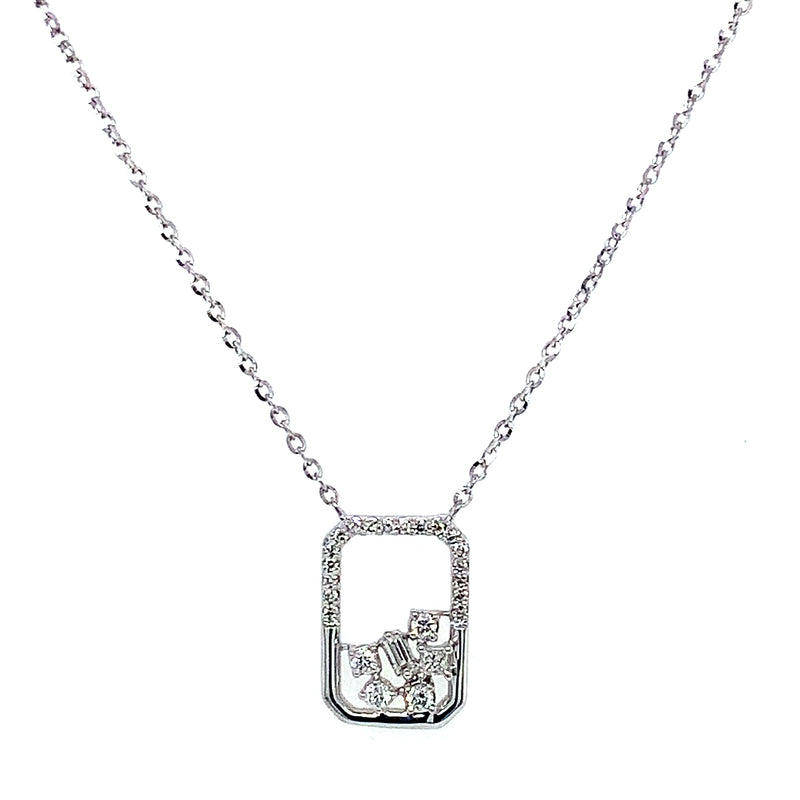 (LD) Collar con diamantes de laboratorio en oro blanco 10kt. 45cm D-0.10Cts.