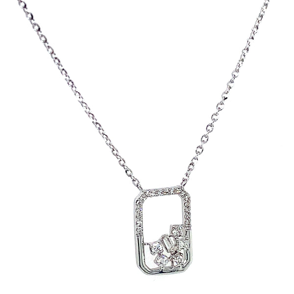(LD) Collar con diamantes de laboratorio en oro blanco 10kt. 45cm D-0.10Cts.