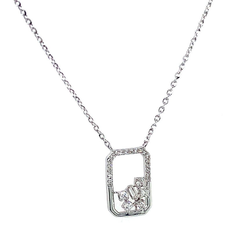 (LD) Collar con diamantes de laboratorio en oro blanco 10kt. 45cm D-0.10Cts.