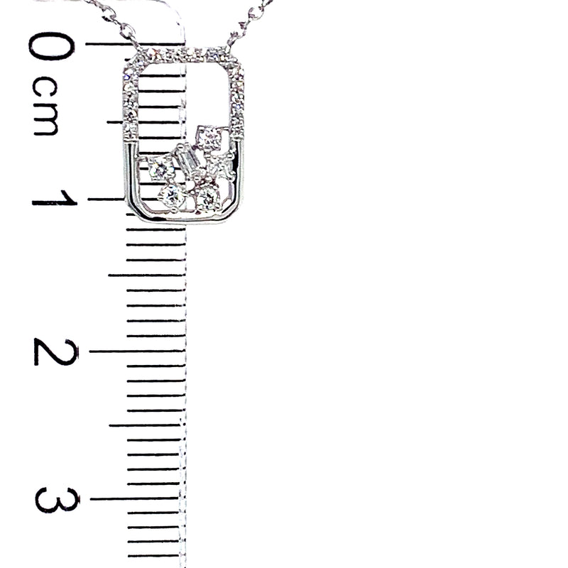 (LD) Collar con diamantes de laboratorio en oro blanco 10kt. 45cm D-0.10Cts.