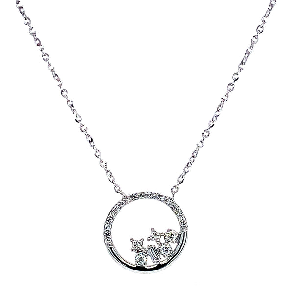 (LD) Collar con diamantes de laboratorio en oro blanco 10kt. 45cm D-0.12Cts.