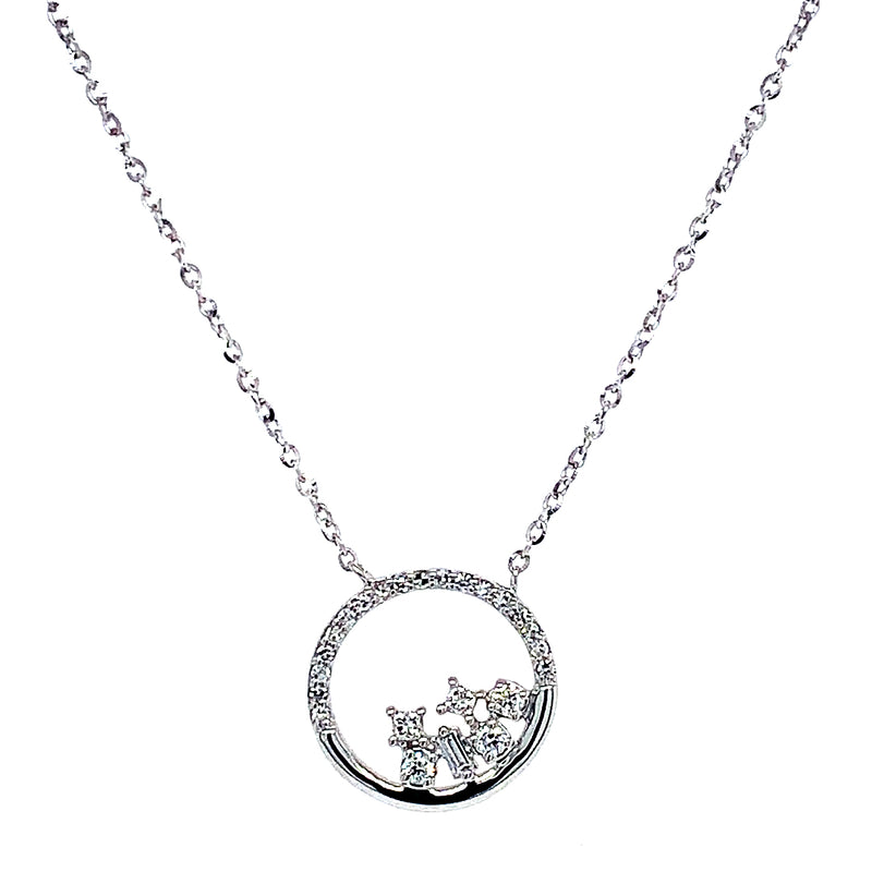 (LD) Collar con diamantes de laboratorio en oro blanco 10kt. 45cm D-0.12Cts.