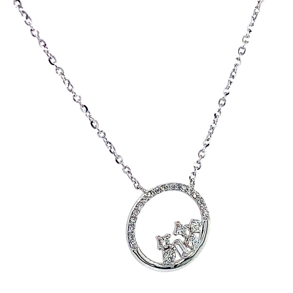(LD) Collar con diamantes de laboratorio en oro blanco 10kt. 45cm D-0.12Cts.