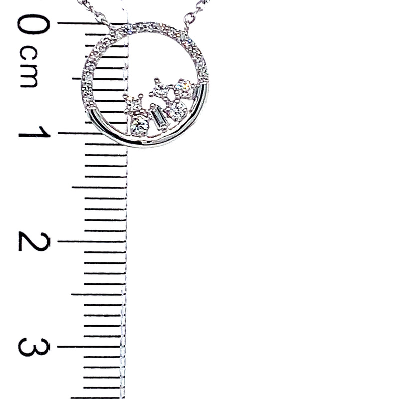 (LD) Collar con diamantes de laboratorio en oro blanco 10kt. 45cm D-0.12Cts.