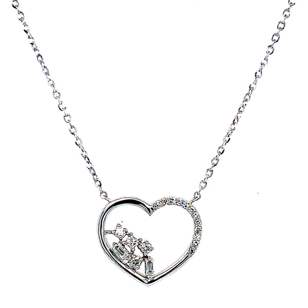 (LD) Collar con diamantes de laboratorio en oro blanco 10kt. 45cm D-0.10Cts.