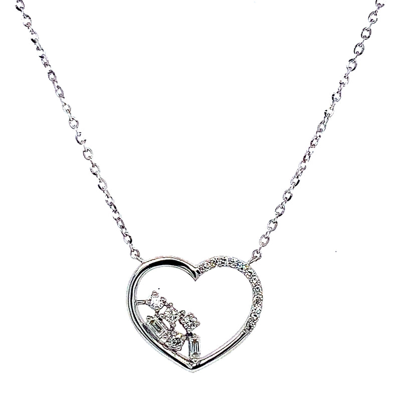 (LD) Collar con diamantes de laboratorio en oro blanco 10kt. 45cm D-0.10Cts.