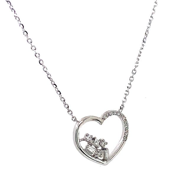 (LD) Collar con diamantes de laboratorio en oro blanco 10kt. 45cm D-0.10Cts.