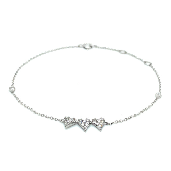 (LD) Pulsera con diamantes de laboratorio en oro blanco 10kt. 18cm D-0.20Cts.