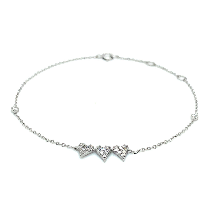 (LD) Pulsera con diamantes de laboratorio en oro blanco 10kt. 18cm D-0.20Cts.