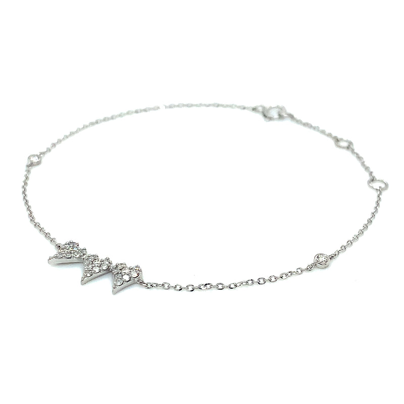 (LD) Pulsera con diamantes de laboratorio en oro blanco 10kt. 18cm D-0.20Cts.