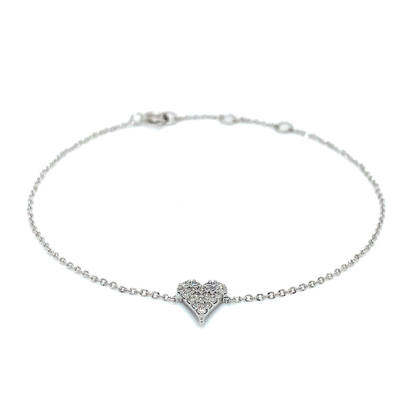 (LD) Pulsera con diamantes de laboratorio en oro blanco 10kt. 18cm D-0.15Cts.