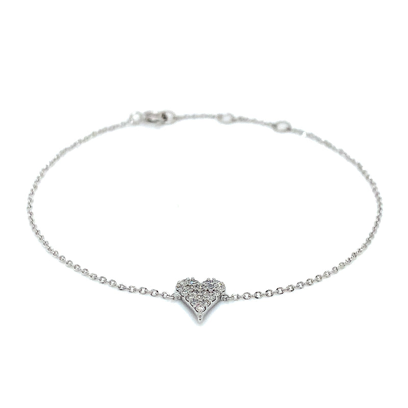 (LD) Pulsera con diamantes de laboratorio en oro blanco 10kt. 18cm D-0.15Cts.