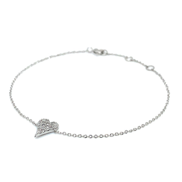 (LD) Pulsera con diamantes de laboratorio en oro blanco 10kt. 18cm D-0.15Cts.
