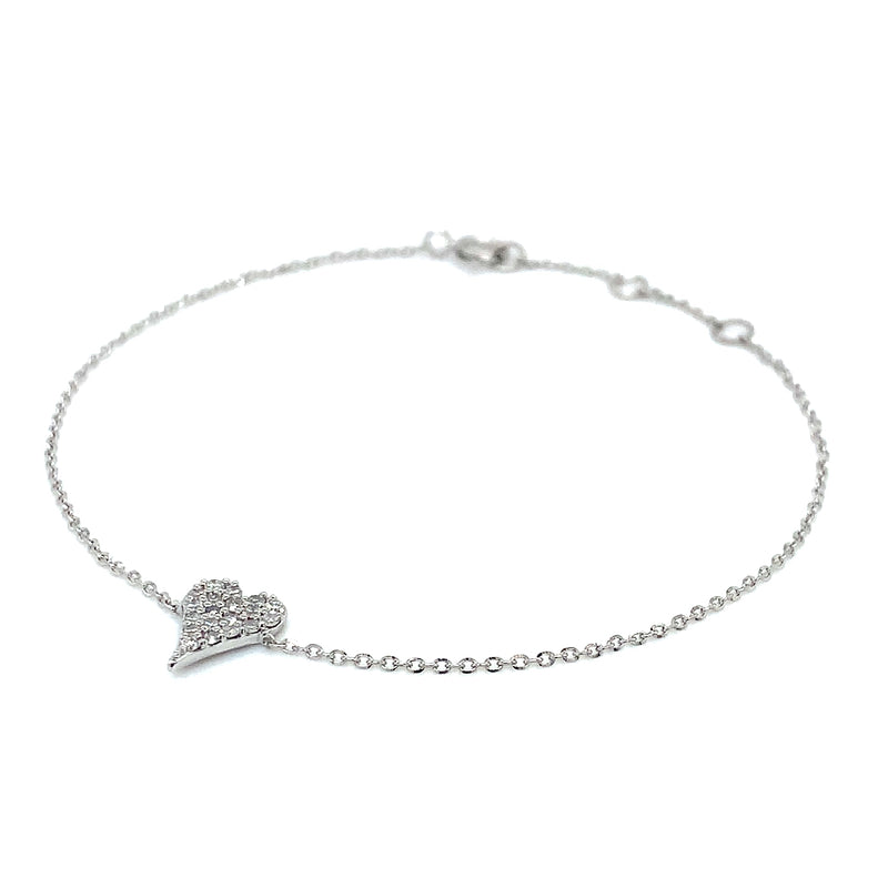 (LD) Pulsera con diamantes de laboratorio en oro blanco 10kt. 18cm D-0.15Cts.