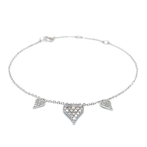 (LD) Pulsera con diamantes de laboratorio en oro blanco 10kt. 18cm D-0.33Cts.