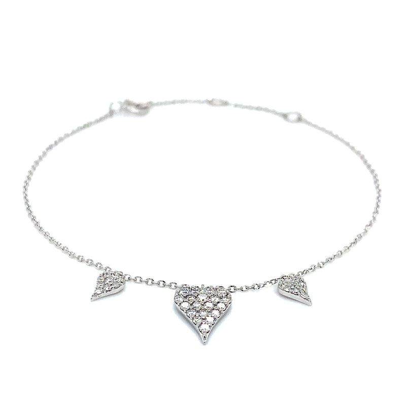 (LD) Pulsera con diamantes de laboratorio en oro blanco 10kt. 18cm D-0.33Cts.