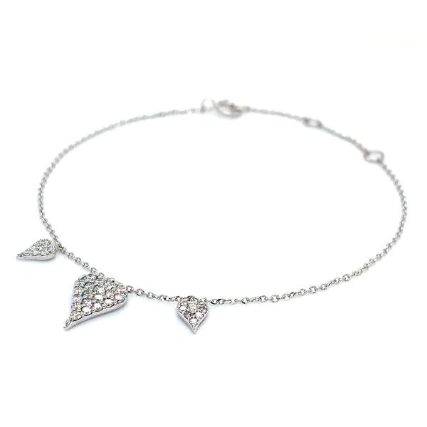 (LD) Pulsera con diamantes de laboratorio en oro blanco 10kt. 18cm D-0.33Cts.