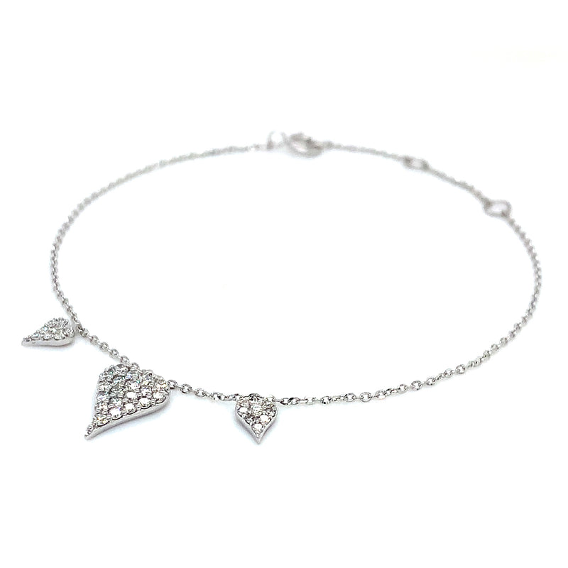 (LD) Pulsera con diamantes de laboratorio en oro blanco 10kt. 18cm D-0.33Cts.
