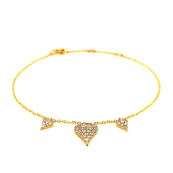 (LD) Pulsera con diamantes de laboratorio en oro amarillo 10kt. 18cm D-0.33Cts.