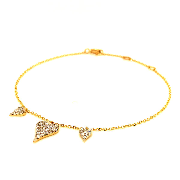 (LD) Pulsera con diamantes de laboratorio en oro amarillo 10kt. 18cm D-0.33Cts.