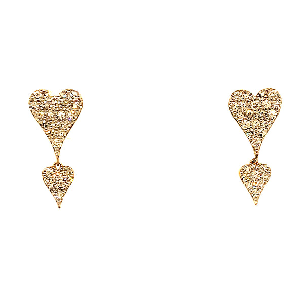 (LD) Aretes (corazón) con diamantes de laboratorio en oro amarillo 10kt. D-0.40Cts.