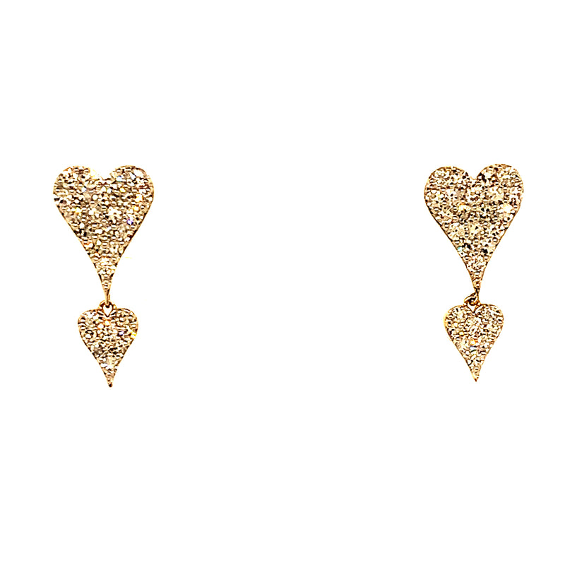 (LD) Aretes (corazón) con diamantes de laboratorio en oro amarillo 10kt. D-0.40Cts.