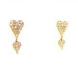 (LD) Aretes (corazón) con diamantes de laboratorio en oro amarillo 10kt. D-0.40Cts.