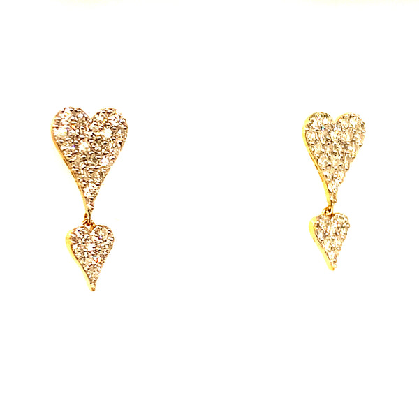 (LD) Aretes (corazón) con diamantes de laboratorio en oro amarillo 10kt. D-0.40Cts.