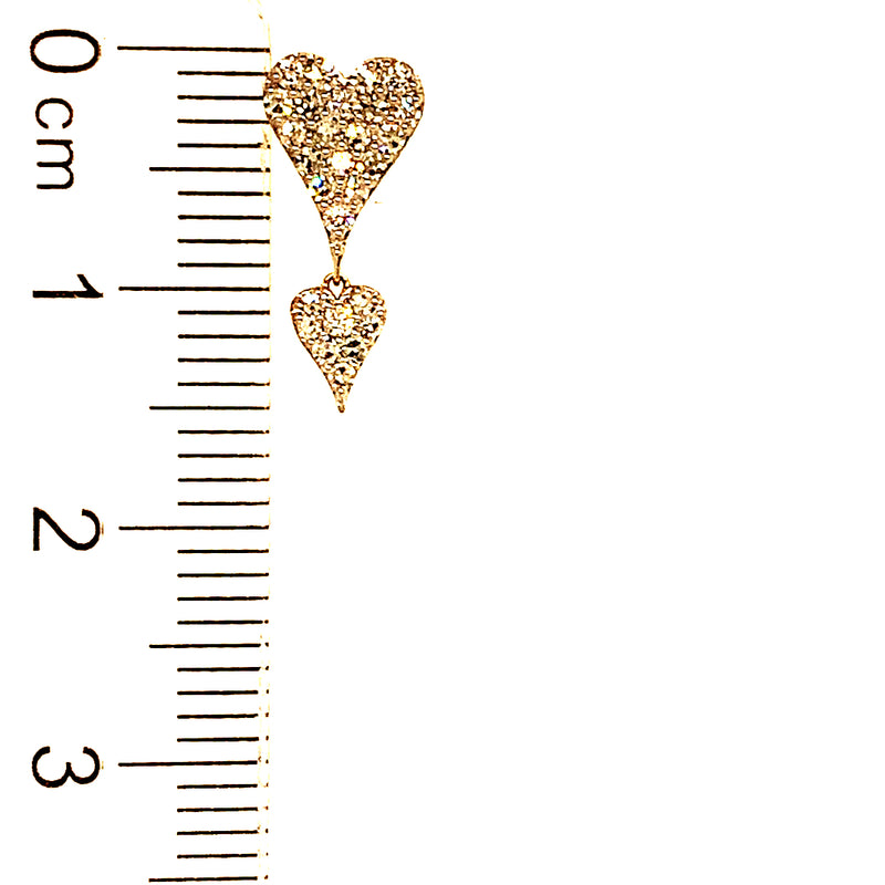 (LD) Aretes (corazón) con diamantes de laboratorio en oro amarillo 10kt. D-0.40Cts.