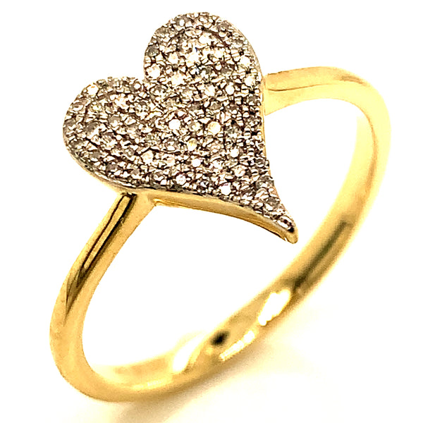 (LD) Anillo (corazón) con diamantes de laboratorio en oro amarillo 10kt. D-0.12Cts.