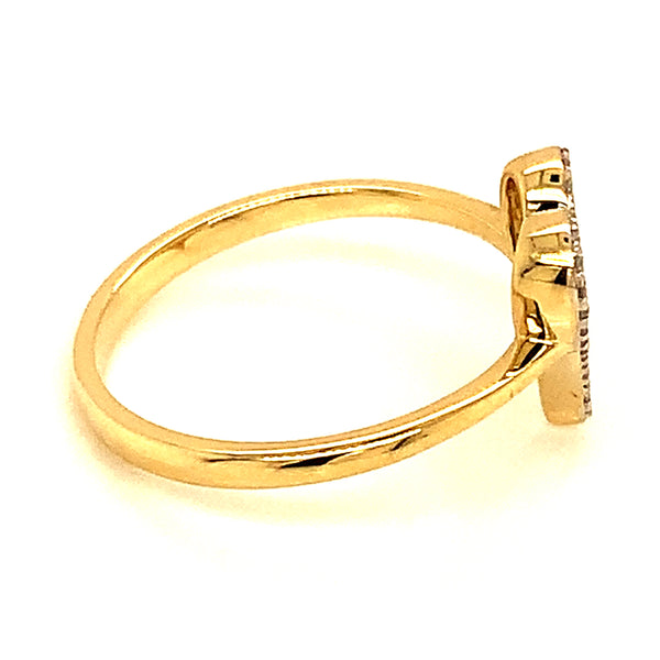 (LD) Anillo (corazón) con diamantes de laboratorio en oro amarillo 10kt. D-0.12Cts.