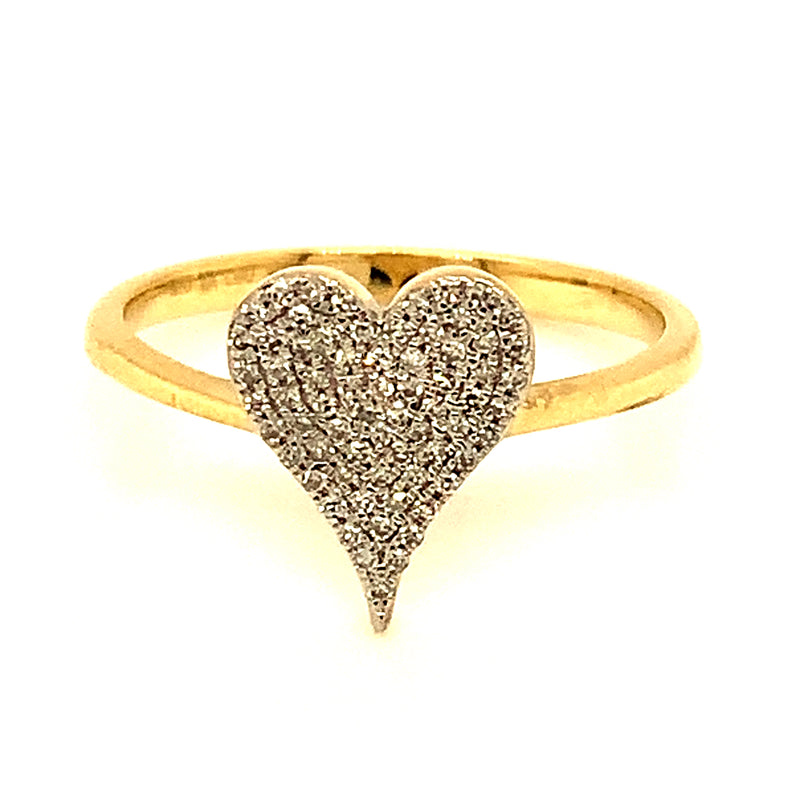 (LD) Anillo (corazón) con diamantes de laboratorio en oro amarillo 10kt. D-0.12Cts.