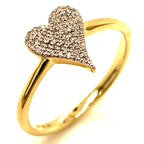 (LD) Anillo (corazón) con diamantes de laboratorio en oro amarillo 10kt. D-0.10Cts.